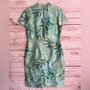 DAVID WARREN PETITES NEW YORK 100% Silk High Neck Dress Women's Size 10P VINTAGE